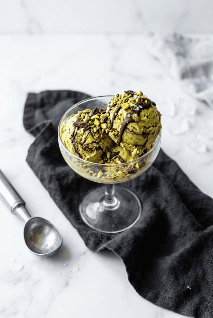 VIRAL Dubai chocolate pistachio gelato — high-protein sugar-free no-churn recipe