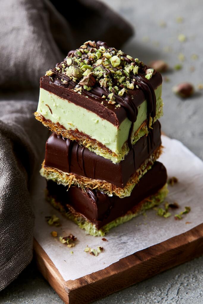 VIRAL Dubai chocolate protein bars with pistachio and kataifi — high-protein sugar-free recipe