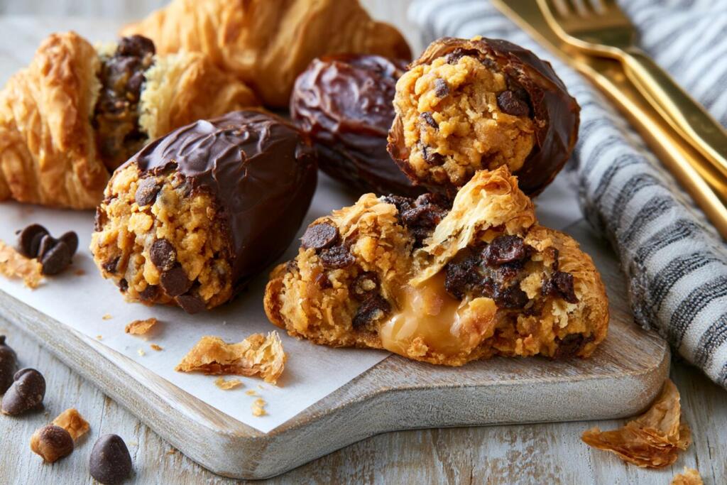 Viral protein cookie hybrids, crookies and cookie dough stuffed dates