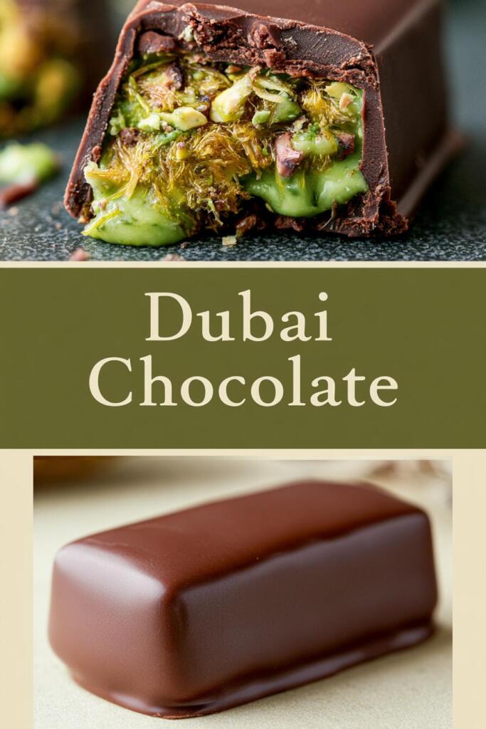 VIRAL Dubai chocolate high protein recipe, dark chocolate bar with pistachio cream and crispy kataifi filling